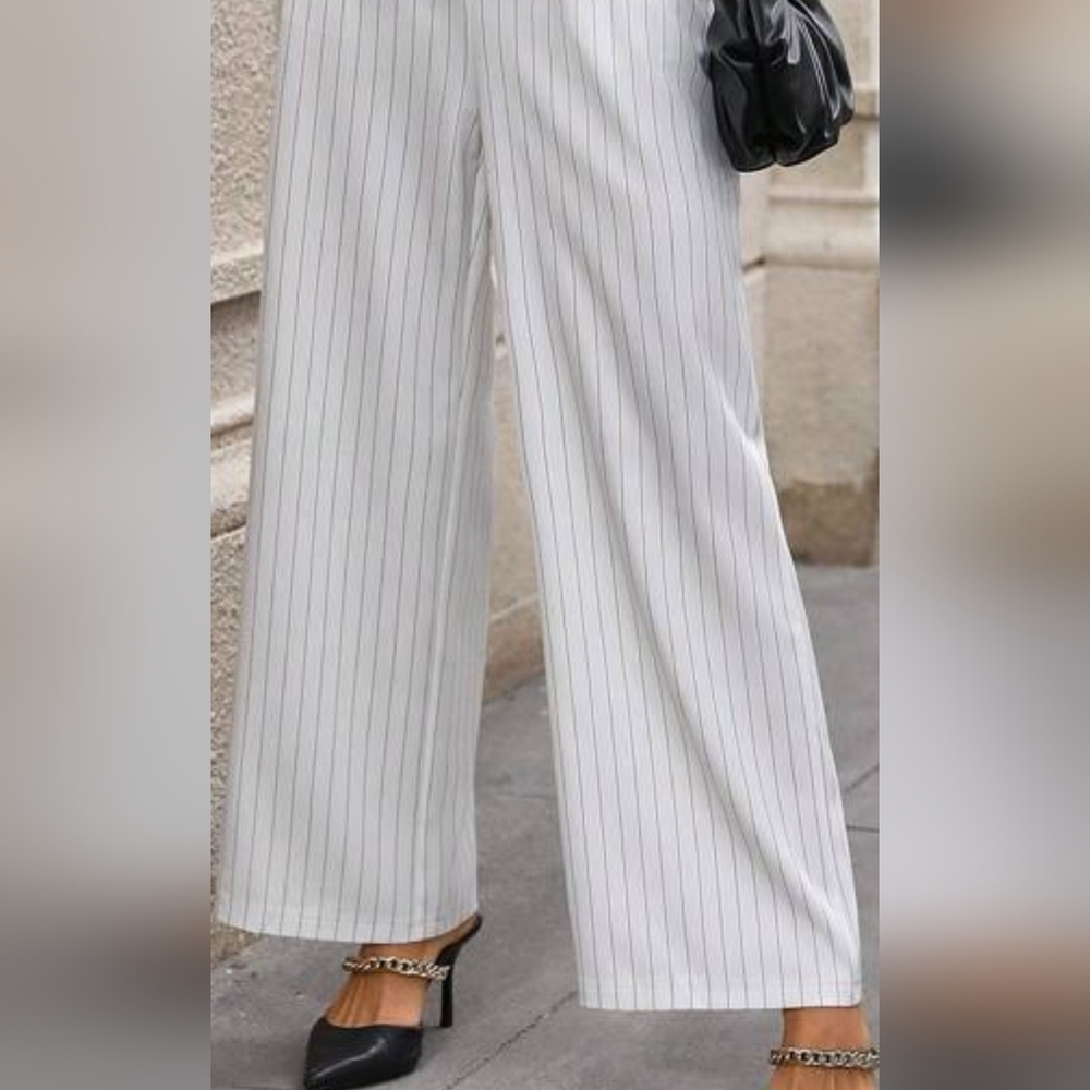 Talbots White Wide Leg Pants with High-Waisted Design.Size 10